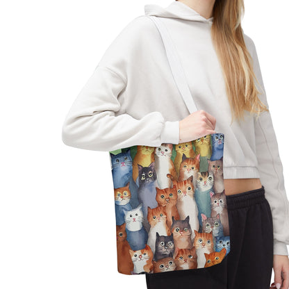 Cat Lovers Tote Bag – All-Over Print with Cute Cat Art, Unique Pet Lover Gift, Stylish Eco-Friendly Shopping Bag
