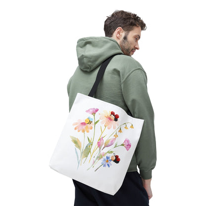 Floral Tote Bag with Bees – Eco-Friendly Reusable Grocery Gift