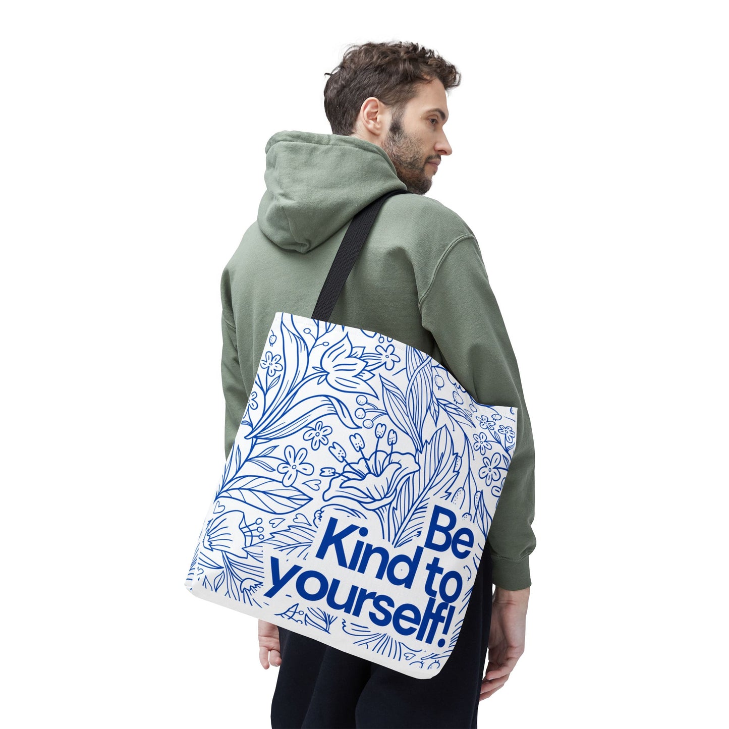 Inspirational Tote Bag – “Be Kind to Yourself” Floral Eco Bag
