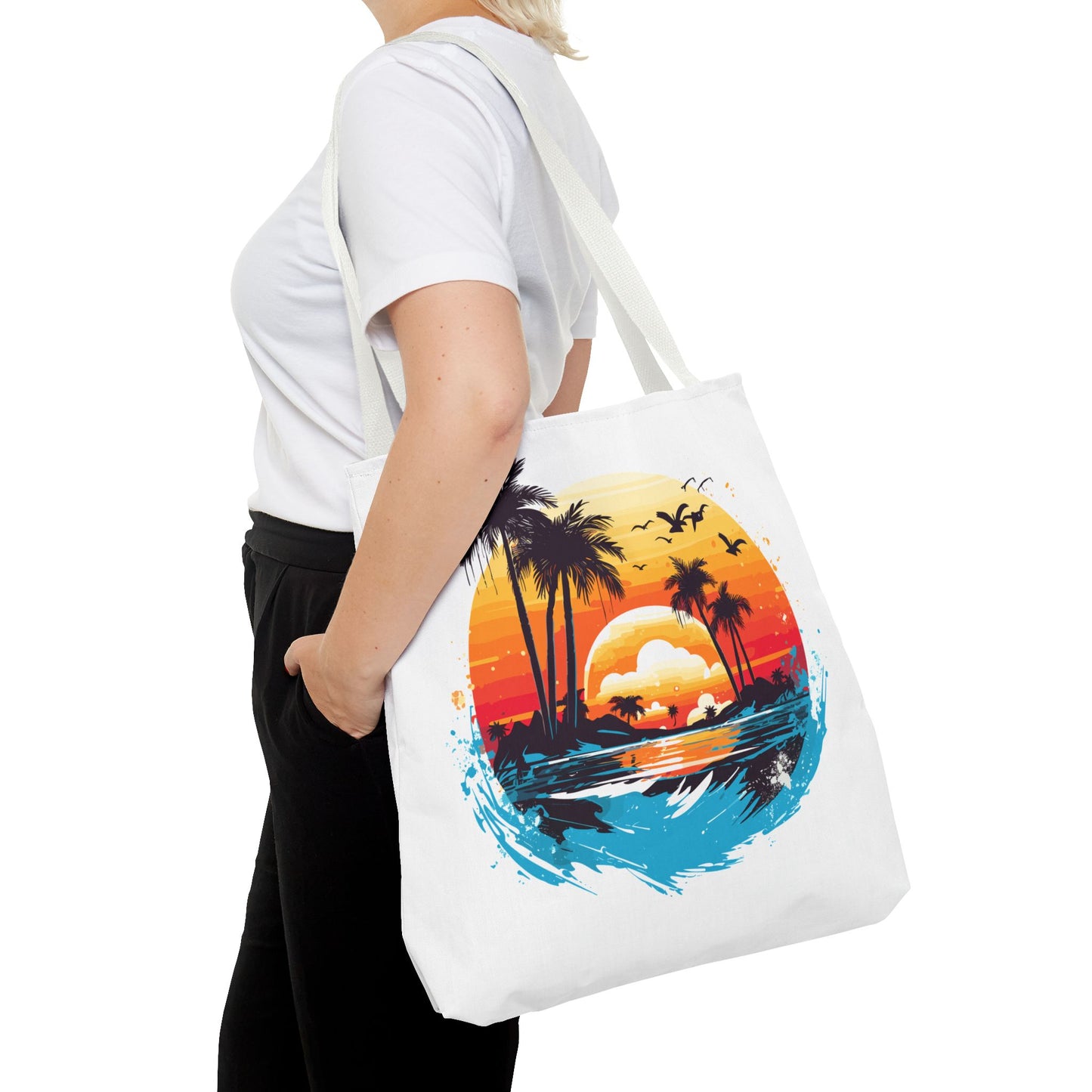 Tropical Sunset Turtle Tote Bag – Eco-Friendly Beach Bag, Stylish Summer Carryall, Perfect Gift for Ocean & Sea Lovers