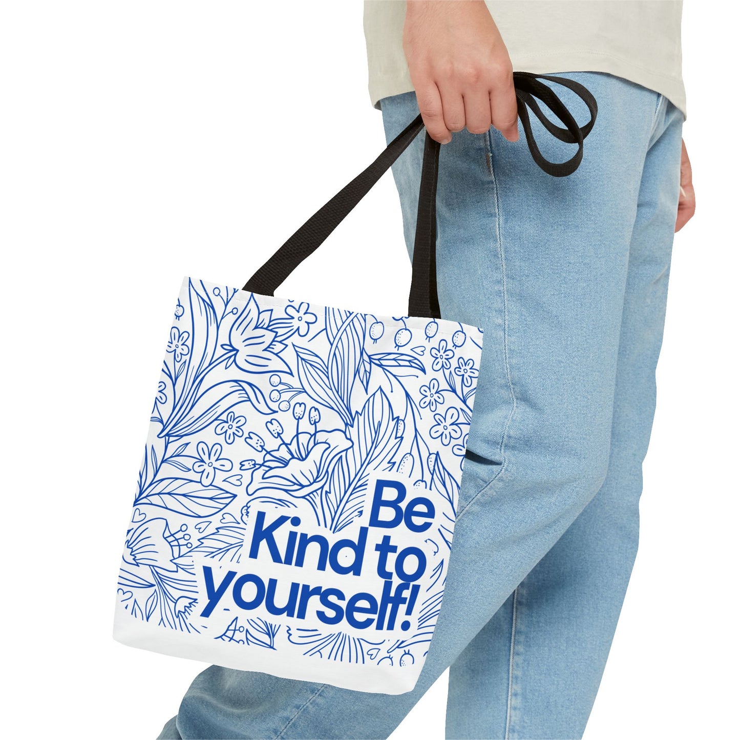 Inspirational Tote Bag – “Be Kind to Yourself” Floral Eco Bag