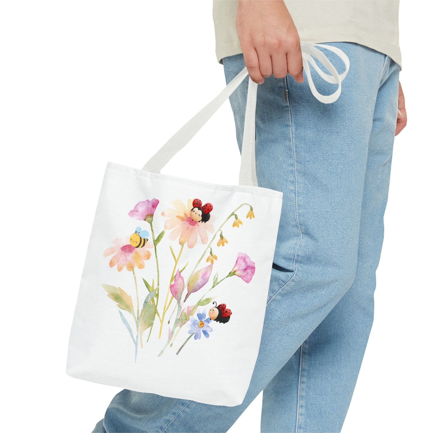 Floral Tote Bag with Bees – Eco-Friendly Reusable Grocery Gift