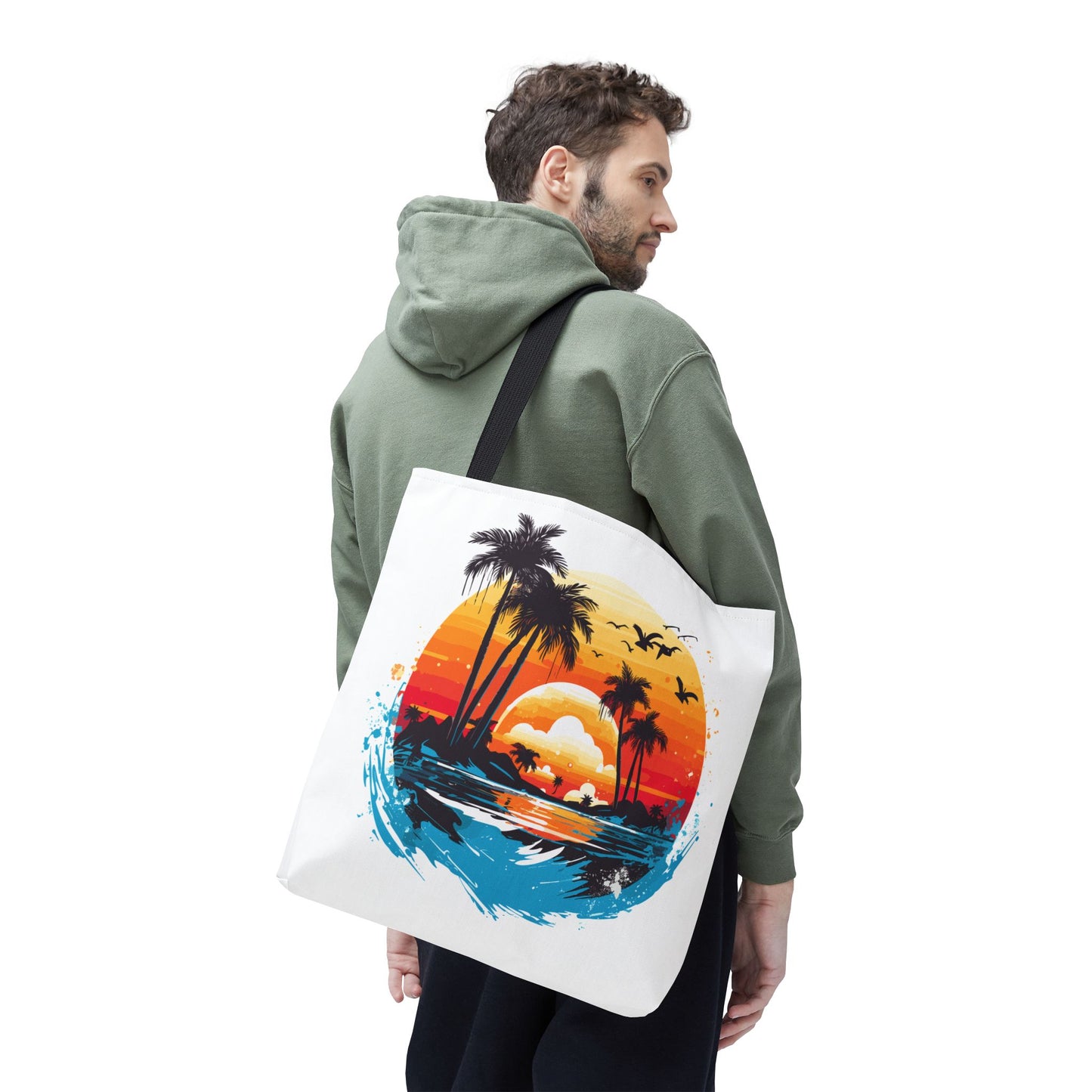 Tropical Sunset Turtle Tote Bag – Eco-Friendly Beach Bag, Stylish Summer Carryall, Perfect Gift for Ocean & Sea Lovers