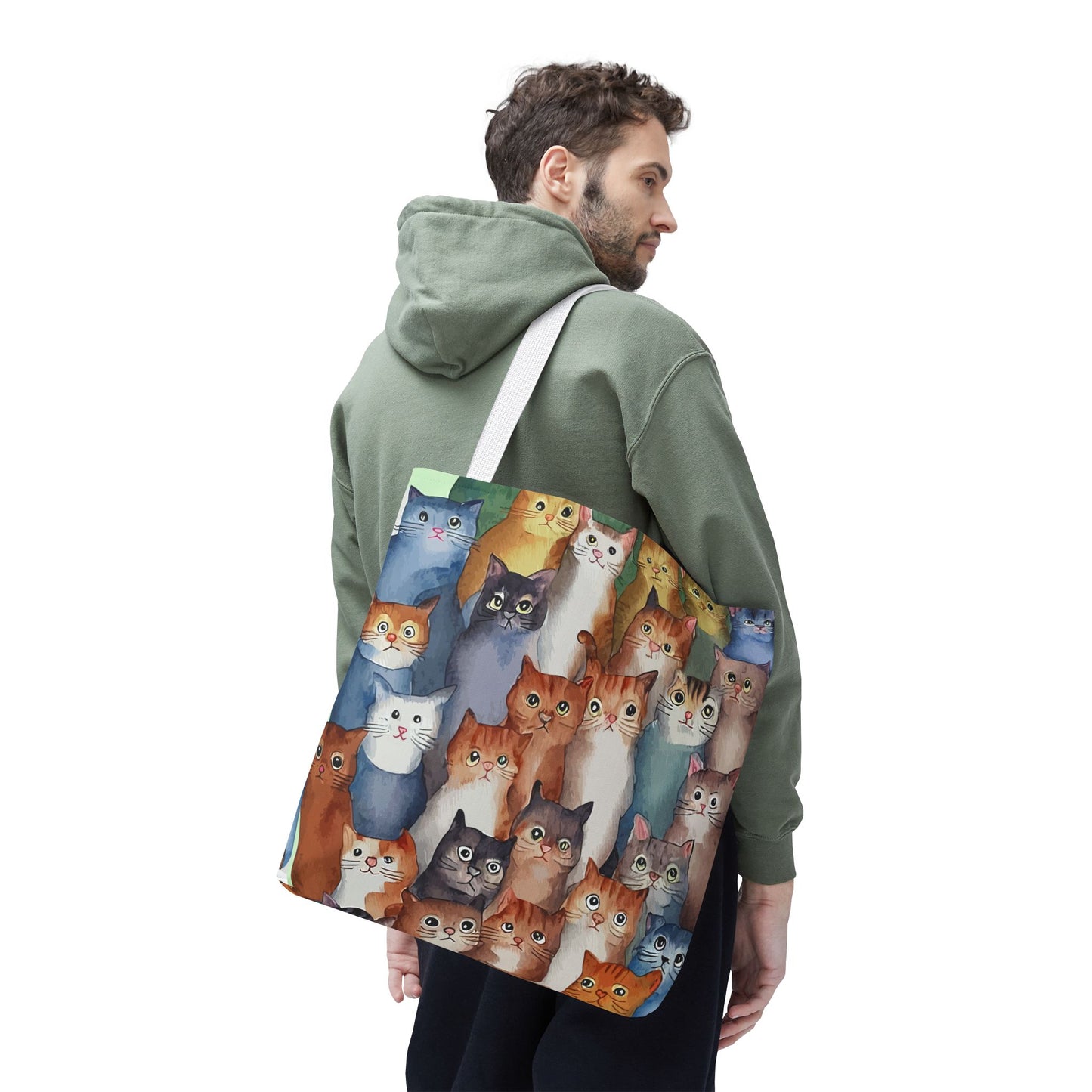 Cat Lovers Tote Bag – All-Over Print with Cute Cat Art, Unique Pet Lover Gift, Stylish Eco-Friendly Shopping Bag