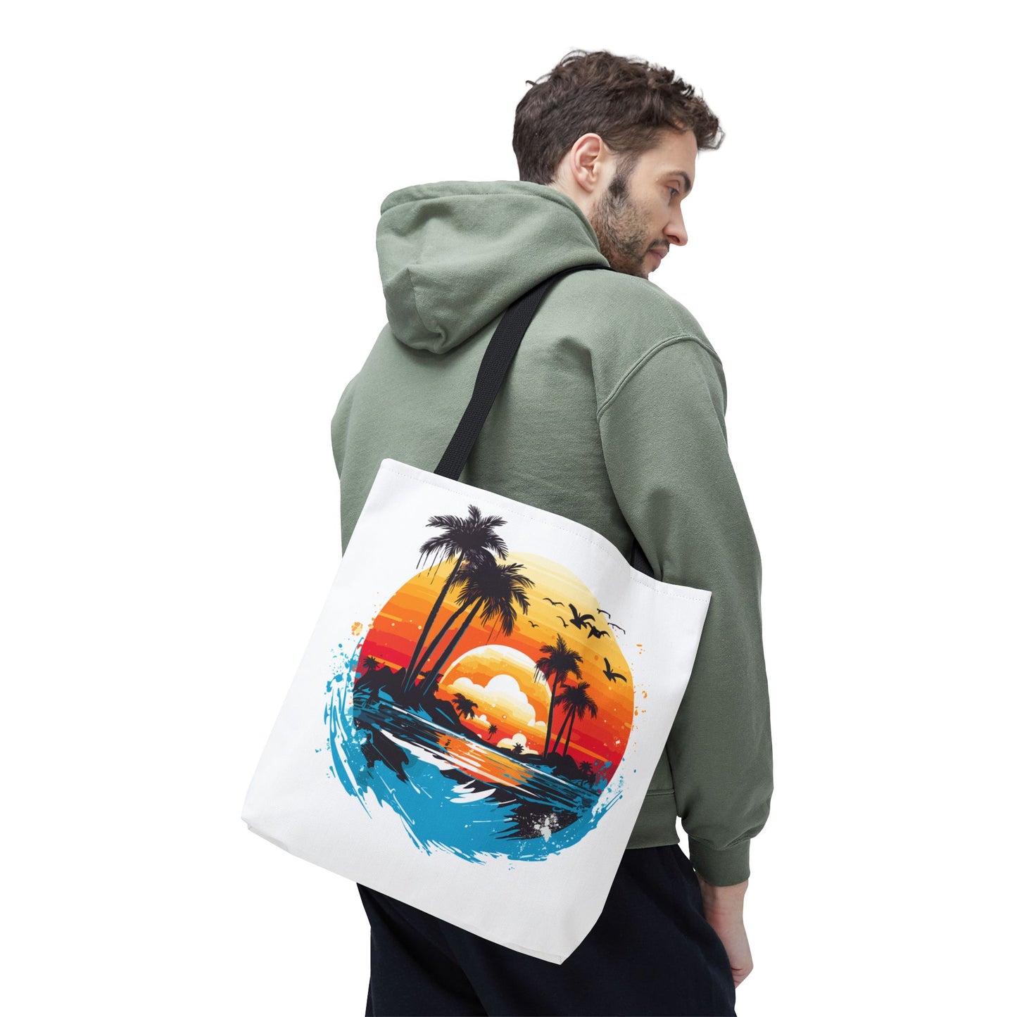 Tropical Sunset Turtle Tote Bag – Eco-Friendly Beach Bag, Stylish Summer Carryall, Perfect Gift for Ocean & Sea Lovers