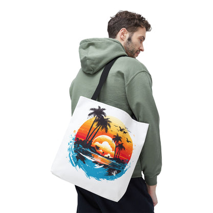 Tropical Sunset Turtle Tote Bag – Eco-Friendly Beach Bag, Stylish Summer Carryall, Perfect Gift for Ocean & Sea Lovers