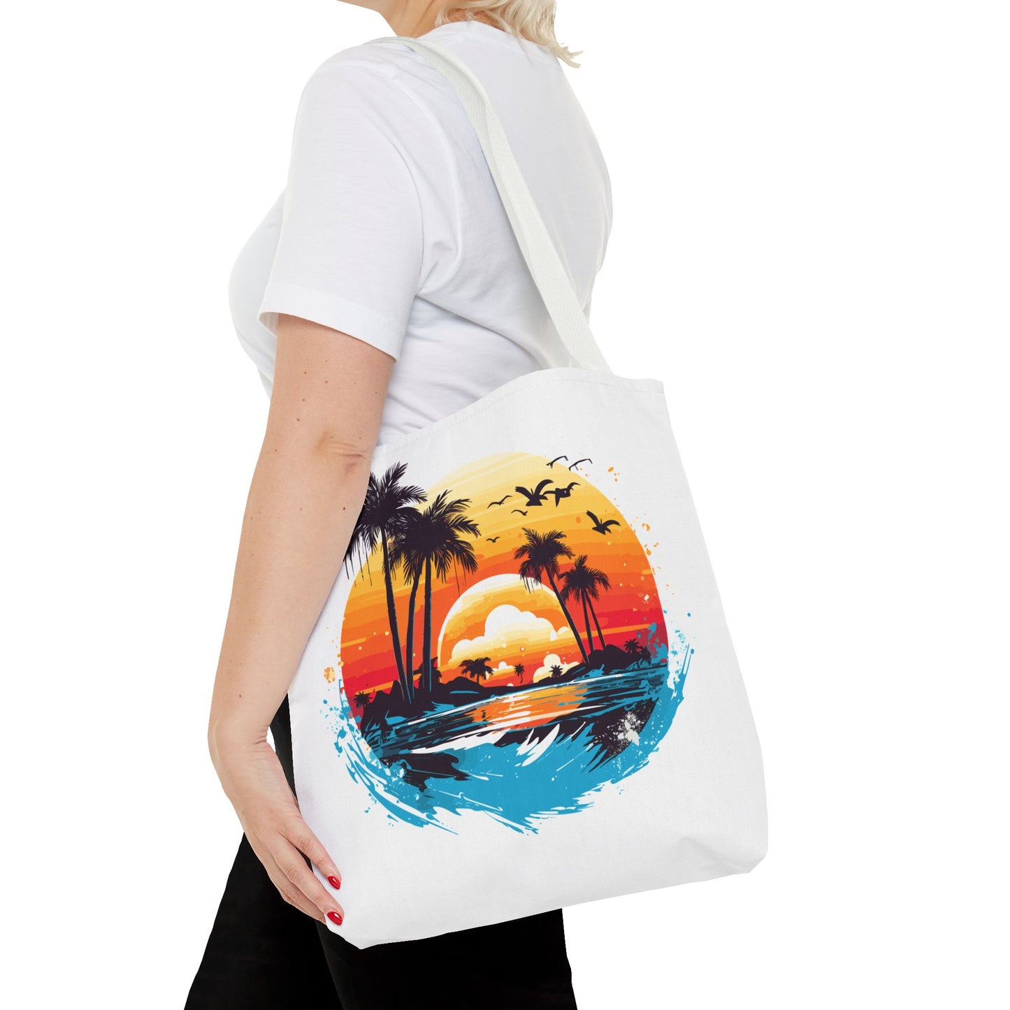 Tropical Sunset Turtle Tote Bag – Eco-Friendly Beach Bag, Stylish Summer Carryall, Perfect Gift for Ocean & Sea Lovers