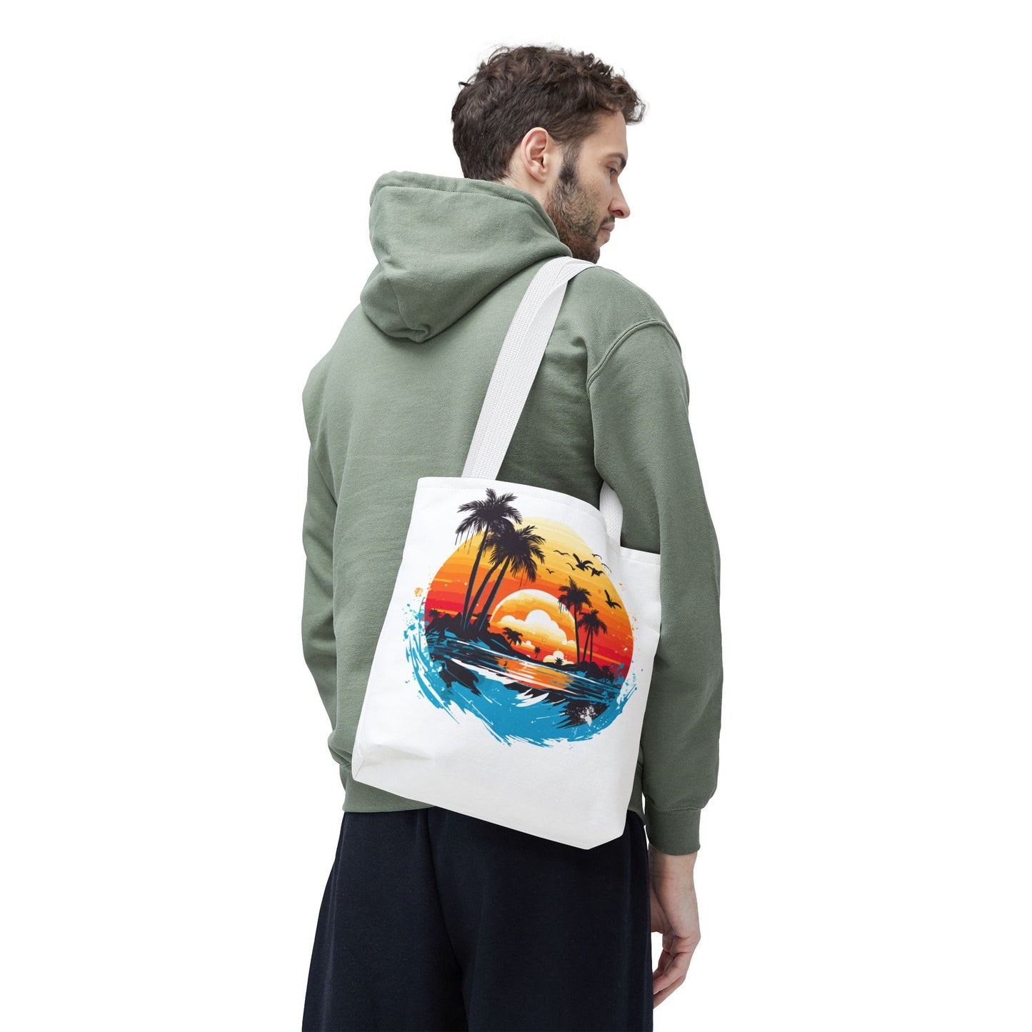 Tropical Sunset Turtle Tote Bag – Eco-Friendly Beach Bag, Stylish Summer Carryall, Perfect Gift for Ocean & Sea Lovers
