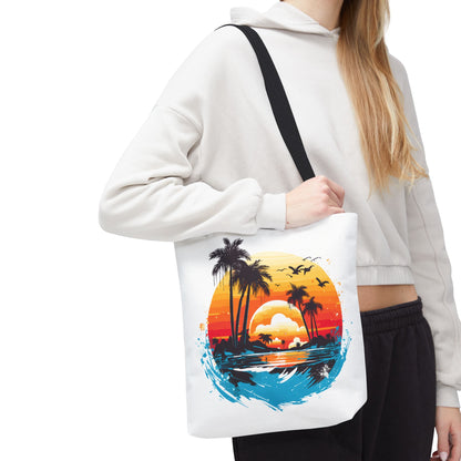 Tropical Sunset Turtle Tote Bag – Eco-Friendly Beach Bag, Stylish Summer Carryall, Perfect Gift for Ocean & Sea Lovers