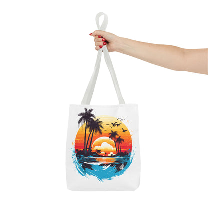 Tropical Sunset Turtle Tote Bag – Eco-Friendly Beach Bag, Stylish Summer Carryall, Perfect Gift for Ocean & Sea Lovers