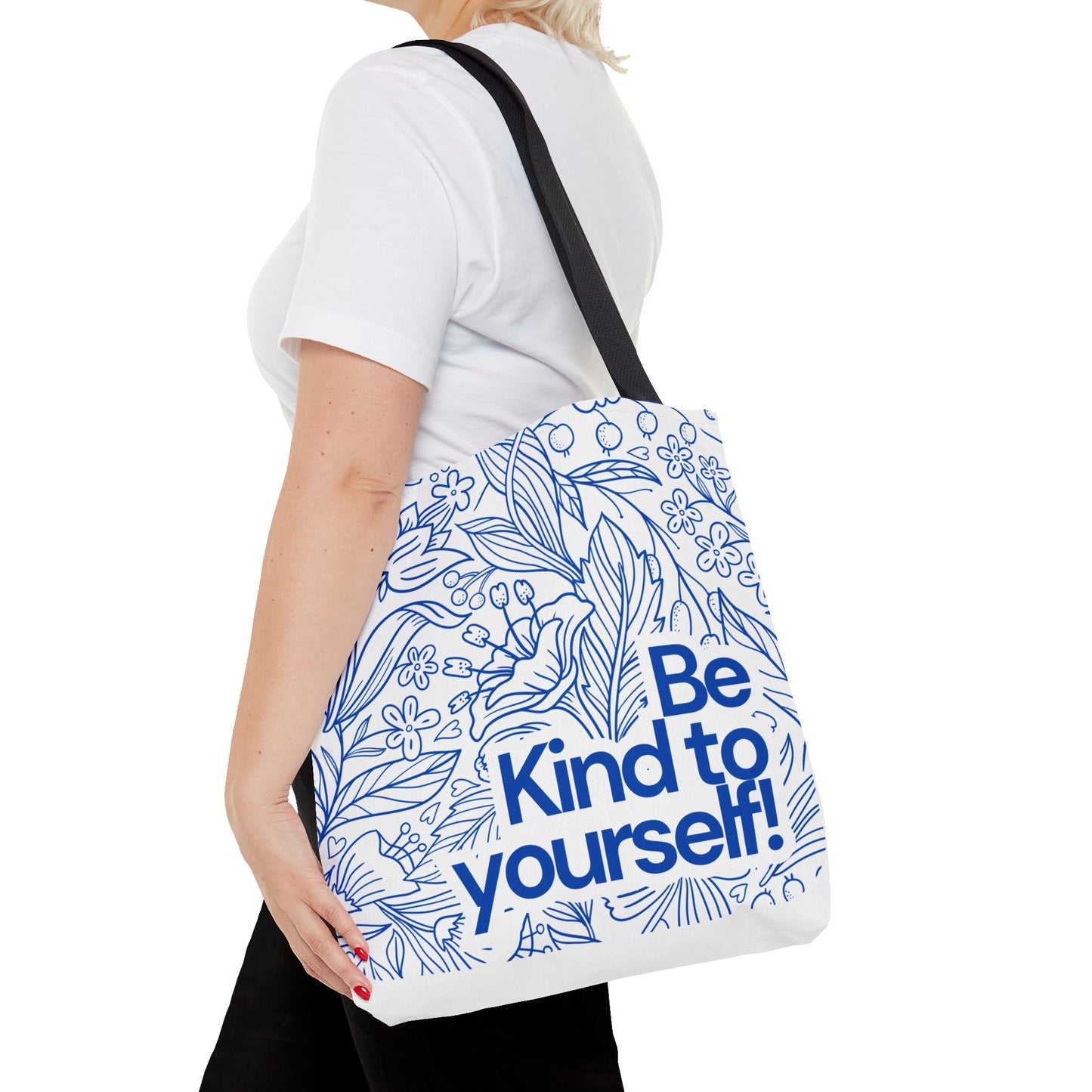 Inspirational Tote Bag – “Be Kind to Yourself” Floral Eco Bag