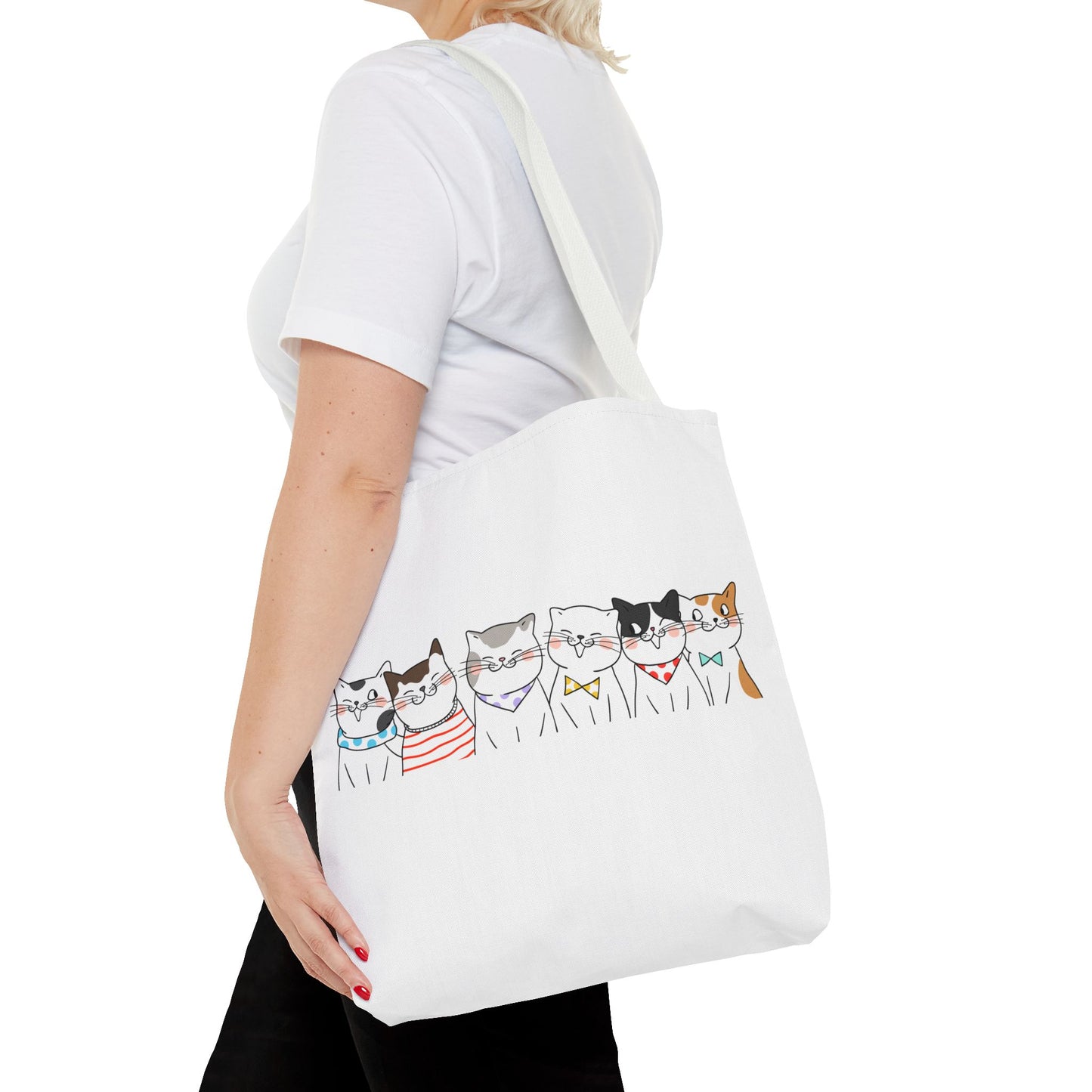 Cat-Themed Tote Bag – Cute Floral Cat Bag, Kawaii Gift for Cat Lovers, Eco-Friendly Canvas Shopping Bag