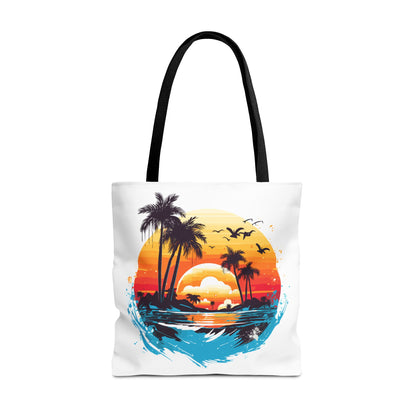 Tropical Sunset Turtle Tote Bag – Eco-Friendly Beach Bag, Stylish Summer Carryall, Perfect Gift for Ocean & Sea Lovers