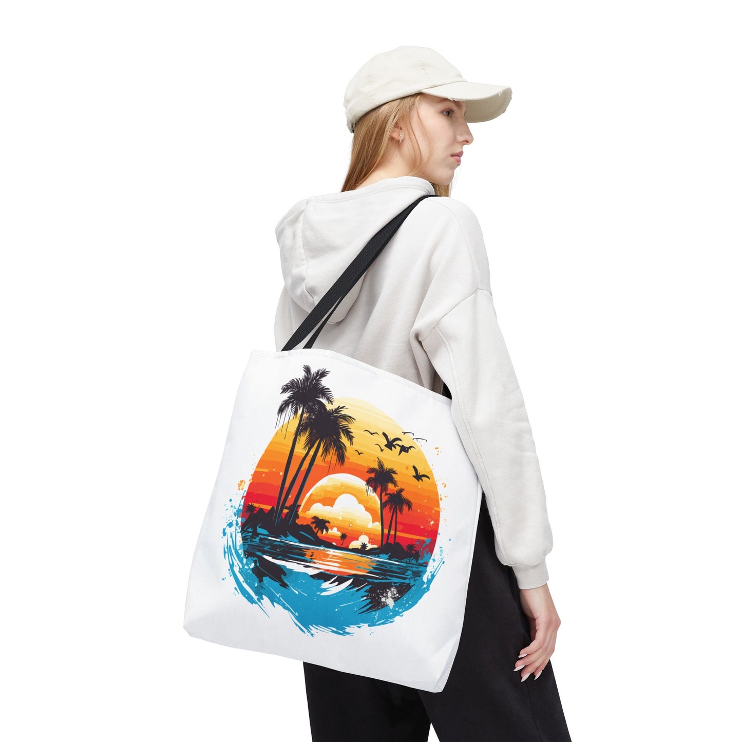 Tropical Sunset Turtle Tote Bag – Eco-Friendly Beach Bag, Stylish Summer Carryall, Perfect Gift for Ocean & Sea Lovers