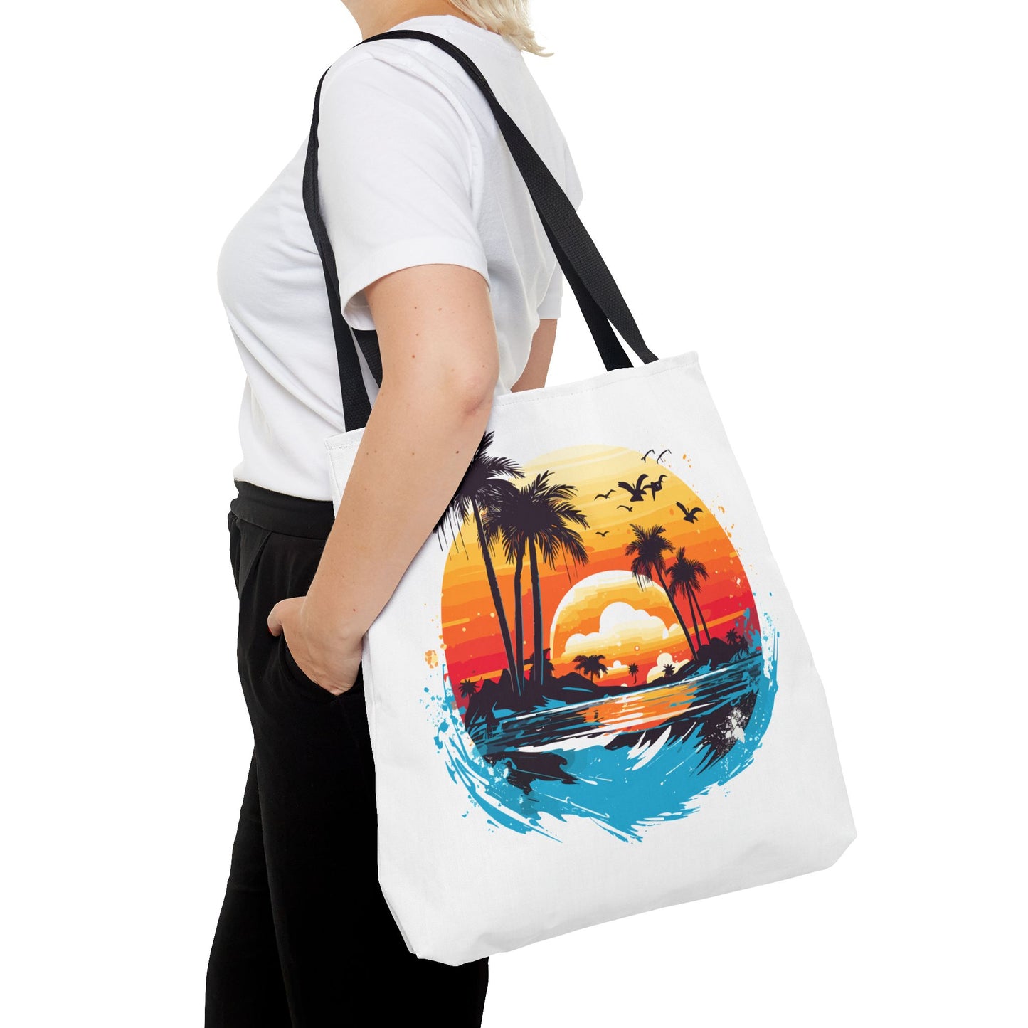 Tropical Sunset Turtle Tote Bag – Eco-Friendly Beach Bag, Stylish Summer Carryall, Perfect Gift for Ocean & Sea Lovers