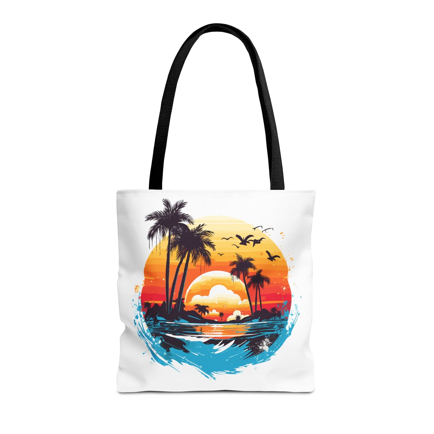 Tropical Sunset Turtle Tote Bag – Eco-Friendly Beach Bag, Stylish Summer Carryall, Perfect Gift for Ocean & Sea Lovers
