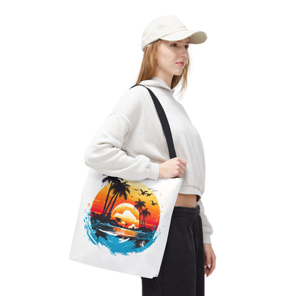 Tropical Sunset Turtle Tote Bag – Eco-Friendly Beach Bag, Stylish Summer Carryall, Perfect Gift for Ocean & Sea Lovers