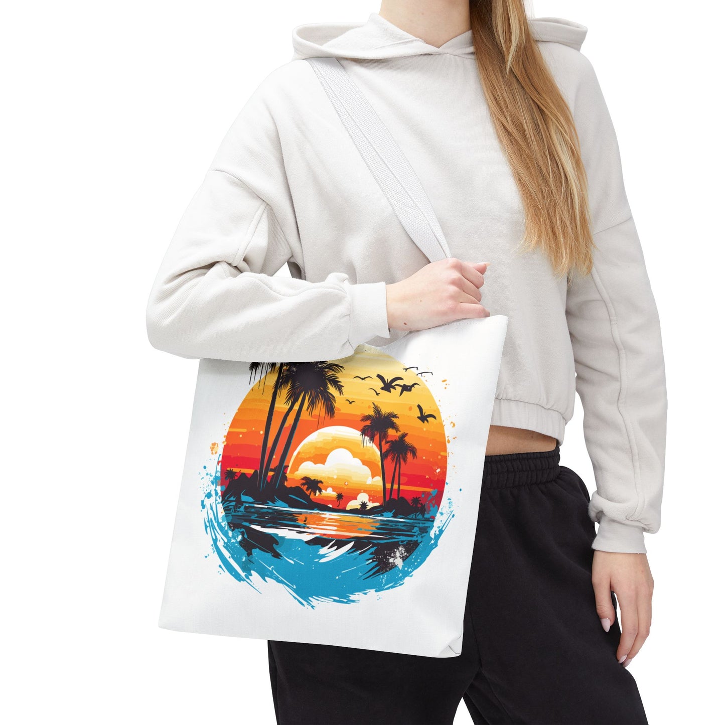 Tropical Sunset Turtle Tote Bag – Eco-Friendly Beach Bag, Stylish Summer Carryall, Perfect Gift for Ocean & Sea Lovers