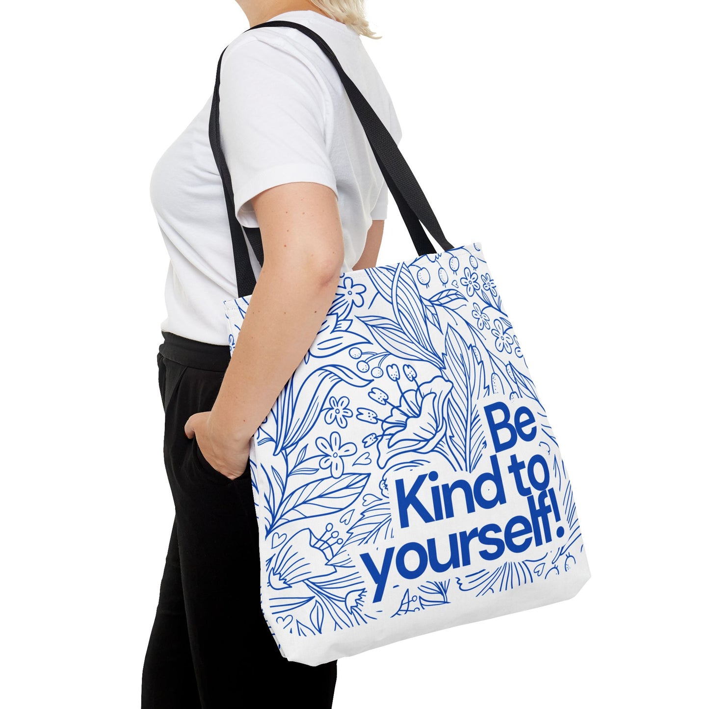 Inspirational Tote Bag – “Be Kind to Yourself” Floral Eco Bag