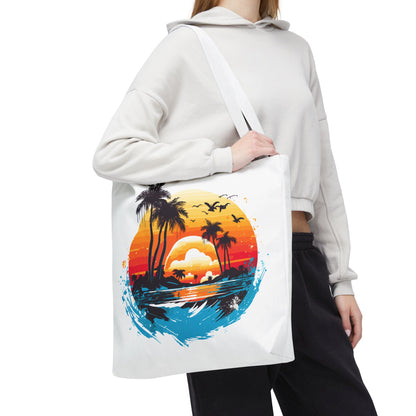 Tropical Sunset Turtle Tote Bag – Eco-Friendly Beach Bag, Stylish Summer Carryall, Perfect Gift for Ocean & Sea Lovers