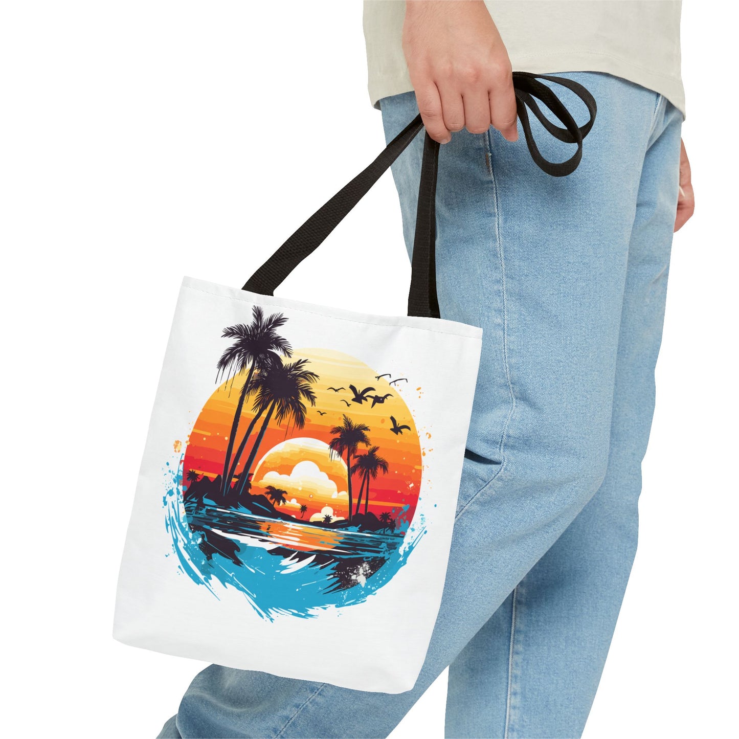 Tropical Sunset Turtle Tote Bag – Eco-Friendly Beach Bag, Stylish Summer Carryall, Perfect Gift for Ocean & Sea Lovers