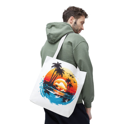 Tropical Sunset Turtle Tote Bag – Eco-Friendly Beach Bag, Stylish Summer Carryall, Perfect Gift for Ocean & Sea Lovers