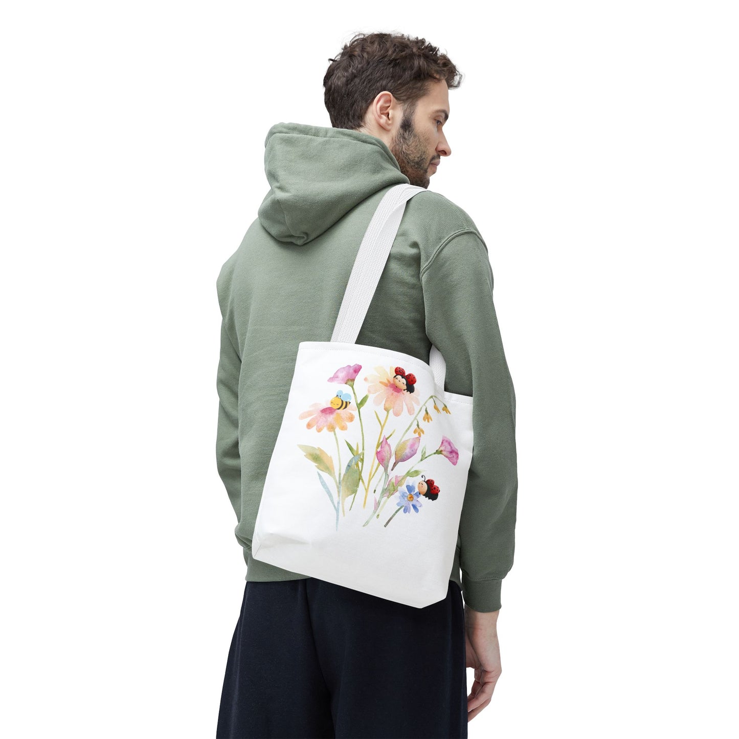 Floral Tote Bag with Bees – Eco-Friendly Reusable Grocery Gift