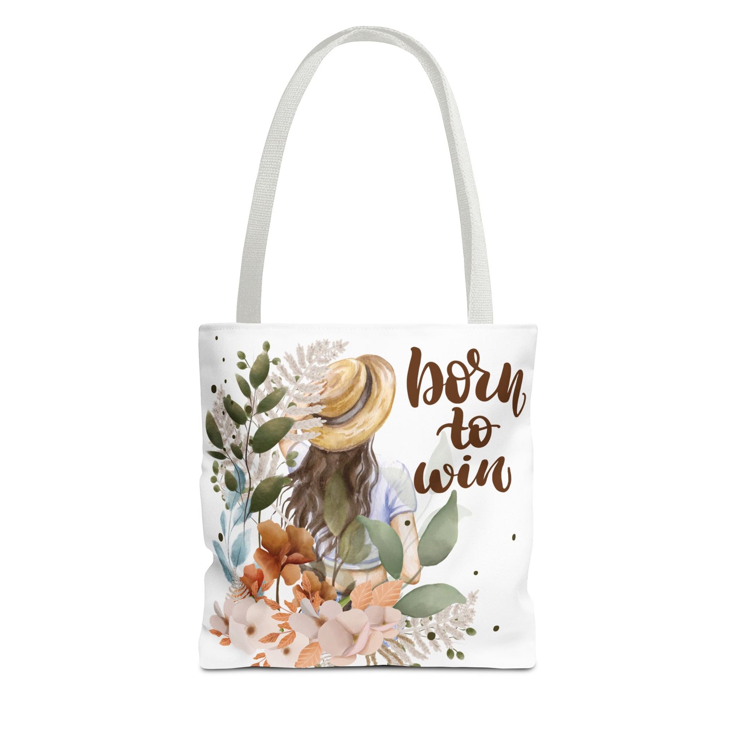 Floral Motivational Tote Bag – Born to Win, Eco-Friendly Gift