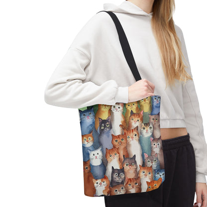 Cat Lovers Tote Bag – All-Over Print with Cute Cat Art, Unique Pet Lover Gift, Stylish Eco-Friendly Shopping Bag