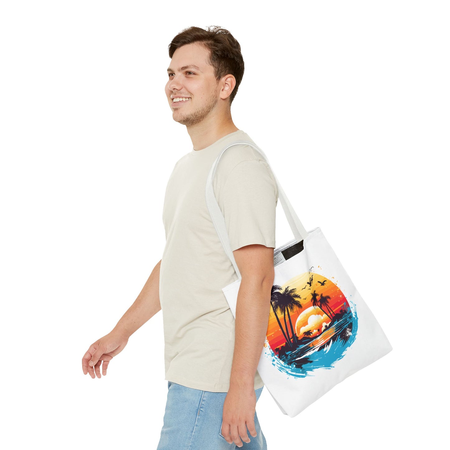 Tropical Sunset Turtle Tote Bag – Eco-Friendly Beach Bag, Stylish Summer Carryall, Perfect Gift for Ocean & Sea Lovers