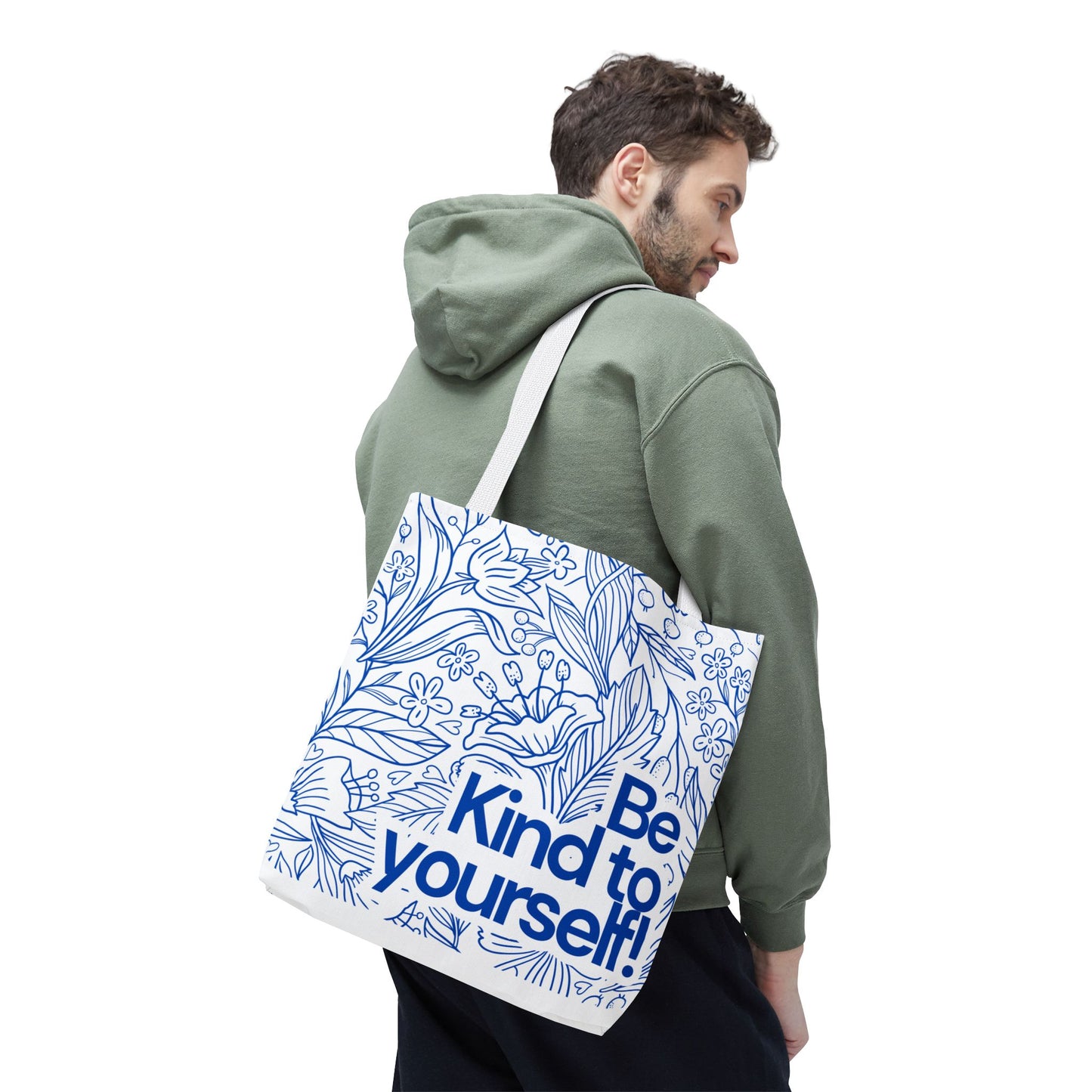 Inspirational Tote Bag – “Be Kind to Yourself” Floral Eco Bag