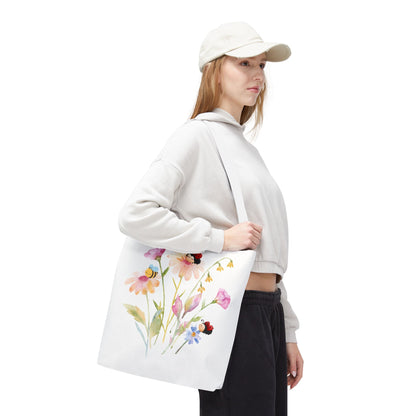 Floral Tote Bag with Bees – Eco-Friendly Reusable Grocery Gift