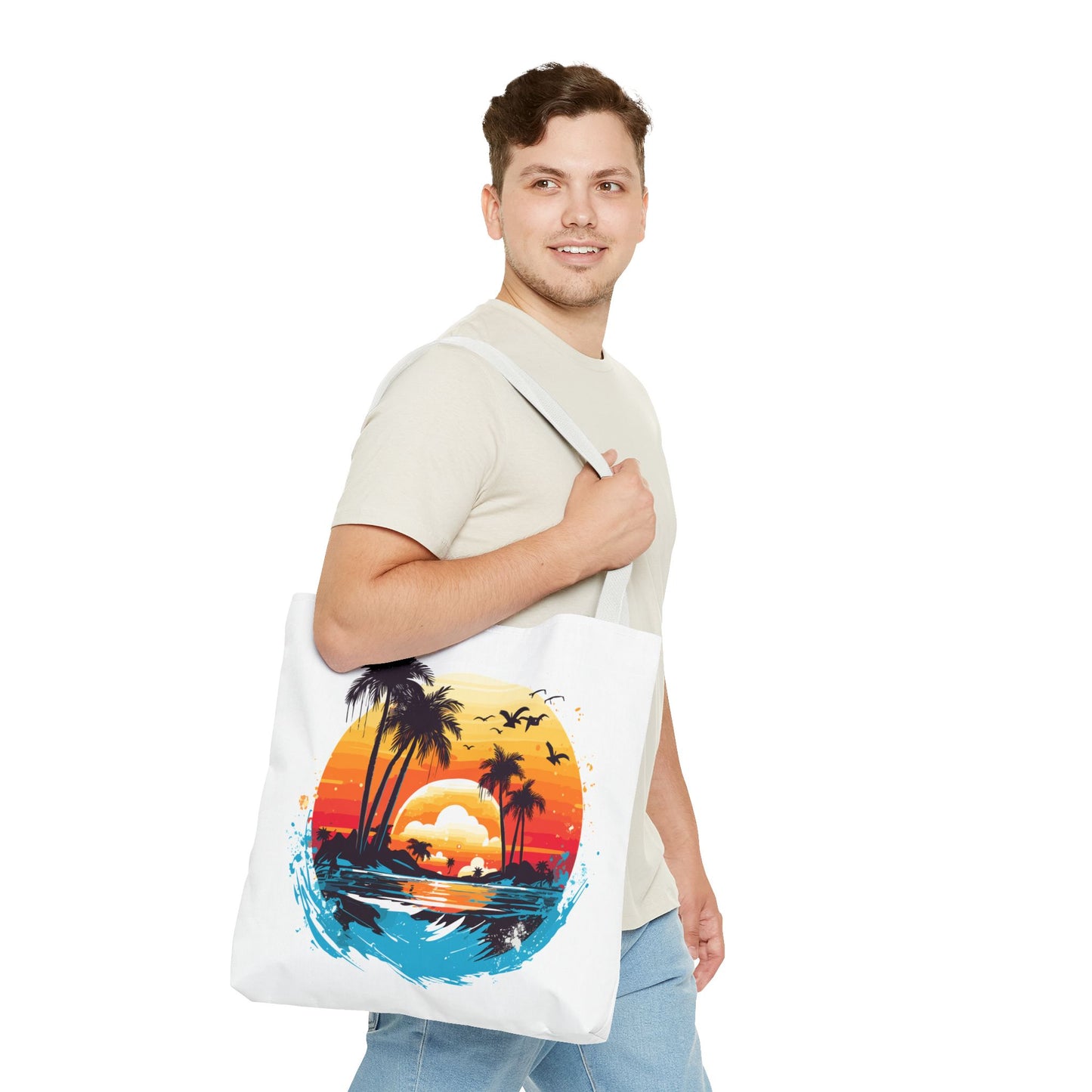 Tropical Sunset Turtle Tote Bag – Eco-Friendly Beach Bag, Stylish Summer Carryall, Perfect Gift for Ocean & Sea Lovers