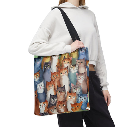 Cat Lovers Tote Bag – All-Over Print with Cute Cat Art, Unique Pet Lover Gift, Stylish Eco-Friendly Shopping Bag