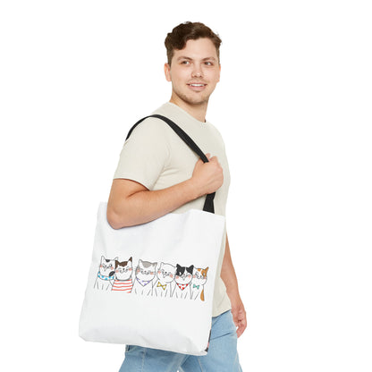 Cat-Themed Tote Bag – Cute Floral Cat Bag, Kawaii Gift for Cat Lovers, Eco-Friendly Canvas Shopping Bag