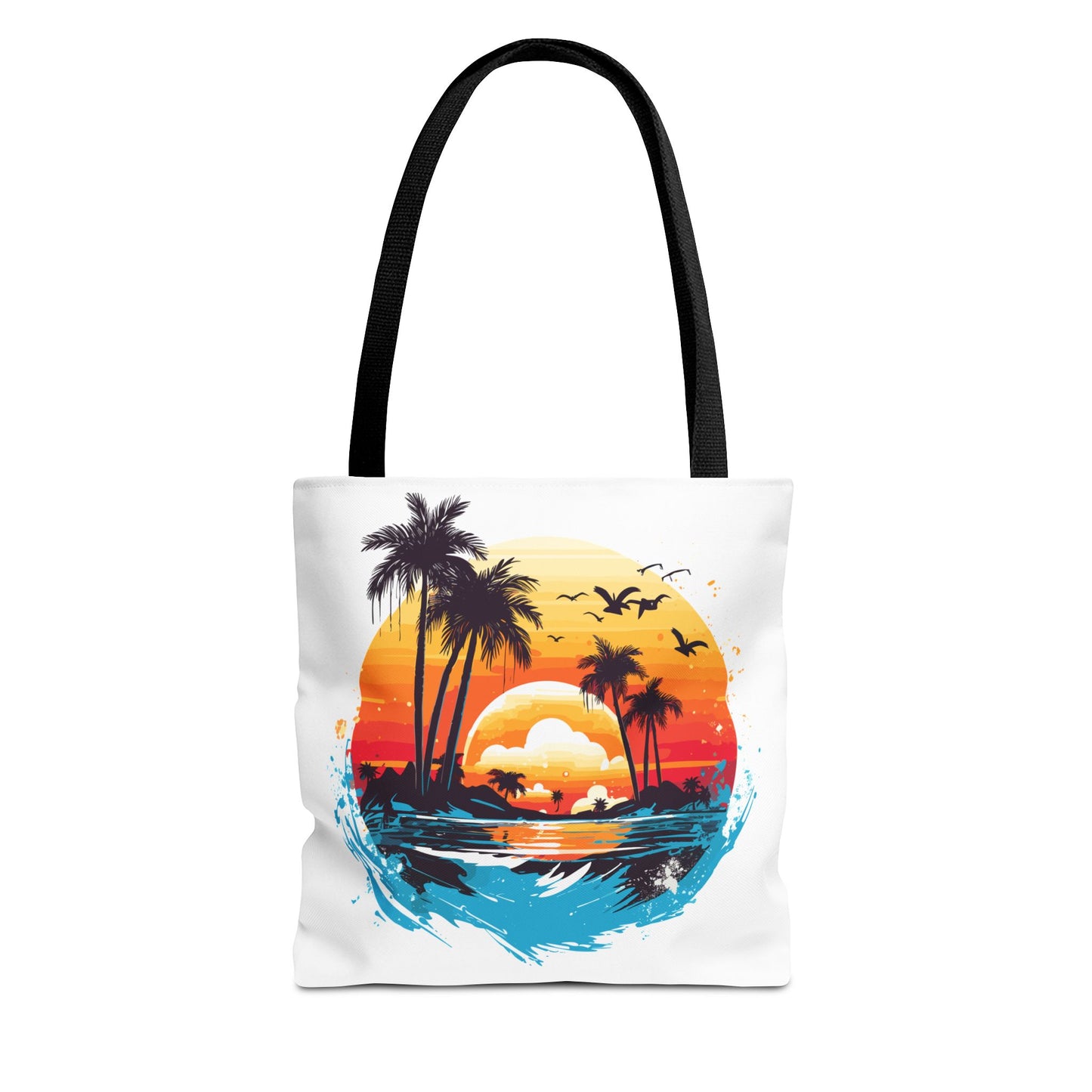Tropical Sunset Turtle Tote Bag – Eco-Friendly Beach Bag, Stylish Summer Carryall, Perfect Gift for Ocean & Sea Lovers