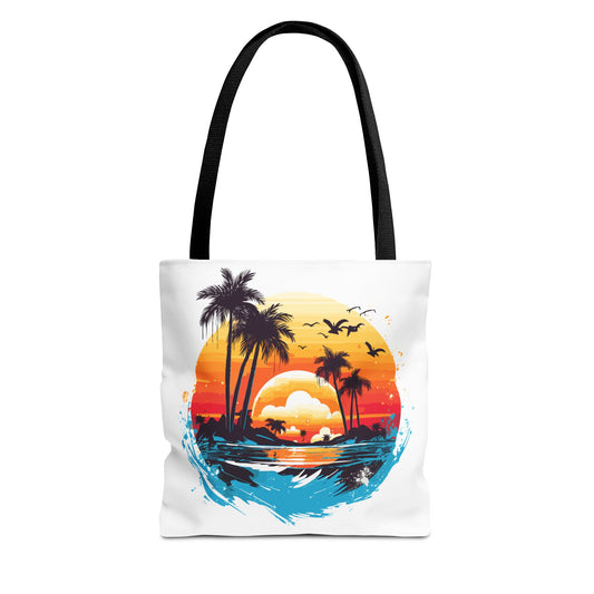 Tropical Sunset Turtle Tote Bag – Eco-Friendly Beach Bag, Stylish Summer Carryall, Perfect Gift for Ocean & Sea Lovers