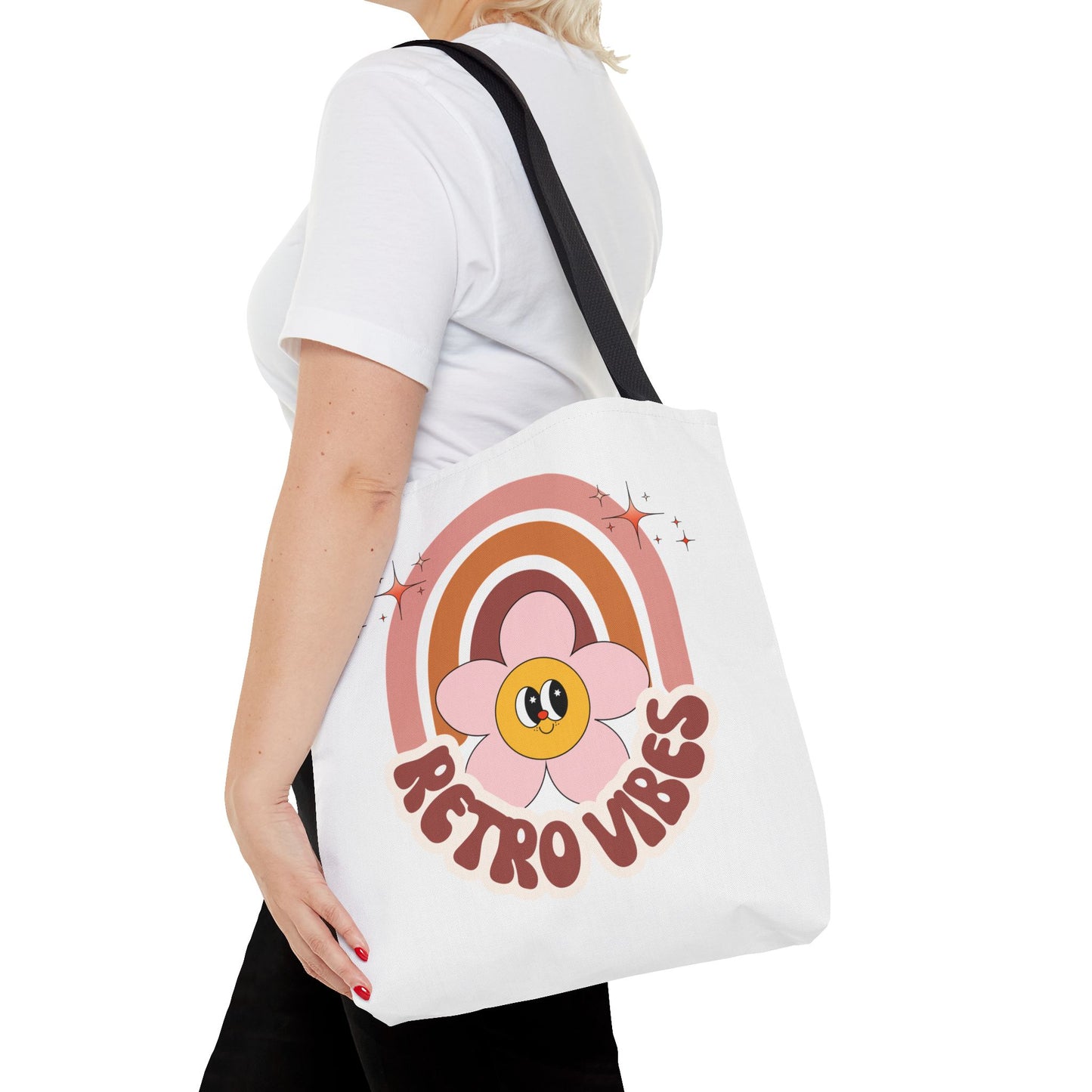 Retro Vibes Tote Bag – Boho Floral Summer Accessory