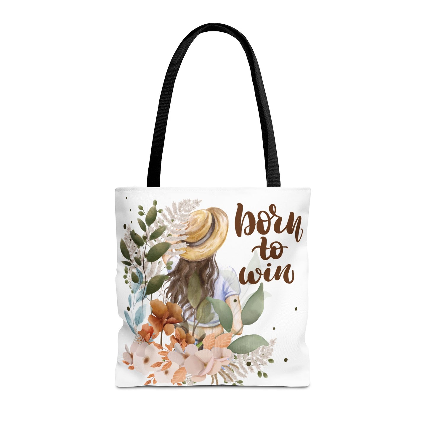 Floral Motivational Tote Bag – Born to Win, Eco-Friendly Gift