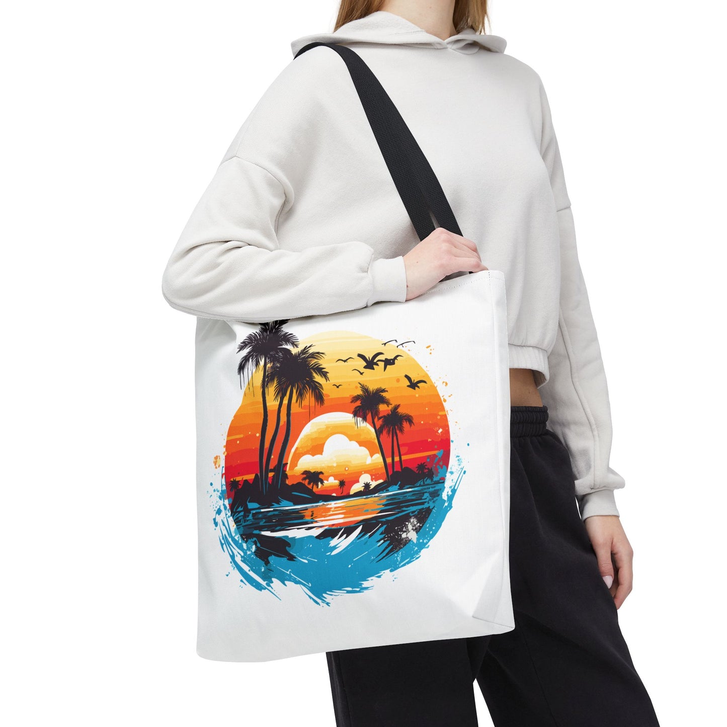 Tropical Sunset Turtle Tote Bag – Eco-Friendly Beach Bag, Stylish Summer Carryall, Perfect Gift for Ocean & Sea Lovers