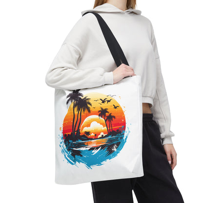 Tropical Sunset Turtle Tote Bag – Eco-Friendly Beach Bag, Stylish Summer Carryall, Perfect Gift for Ocean & Sea Lovers