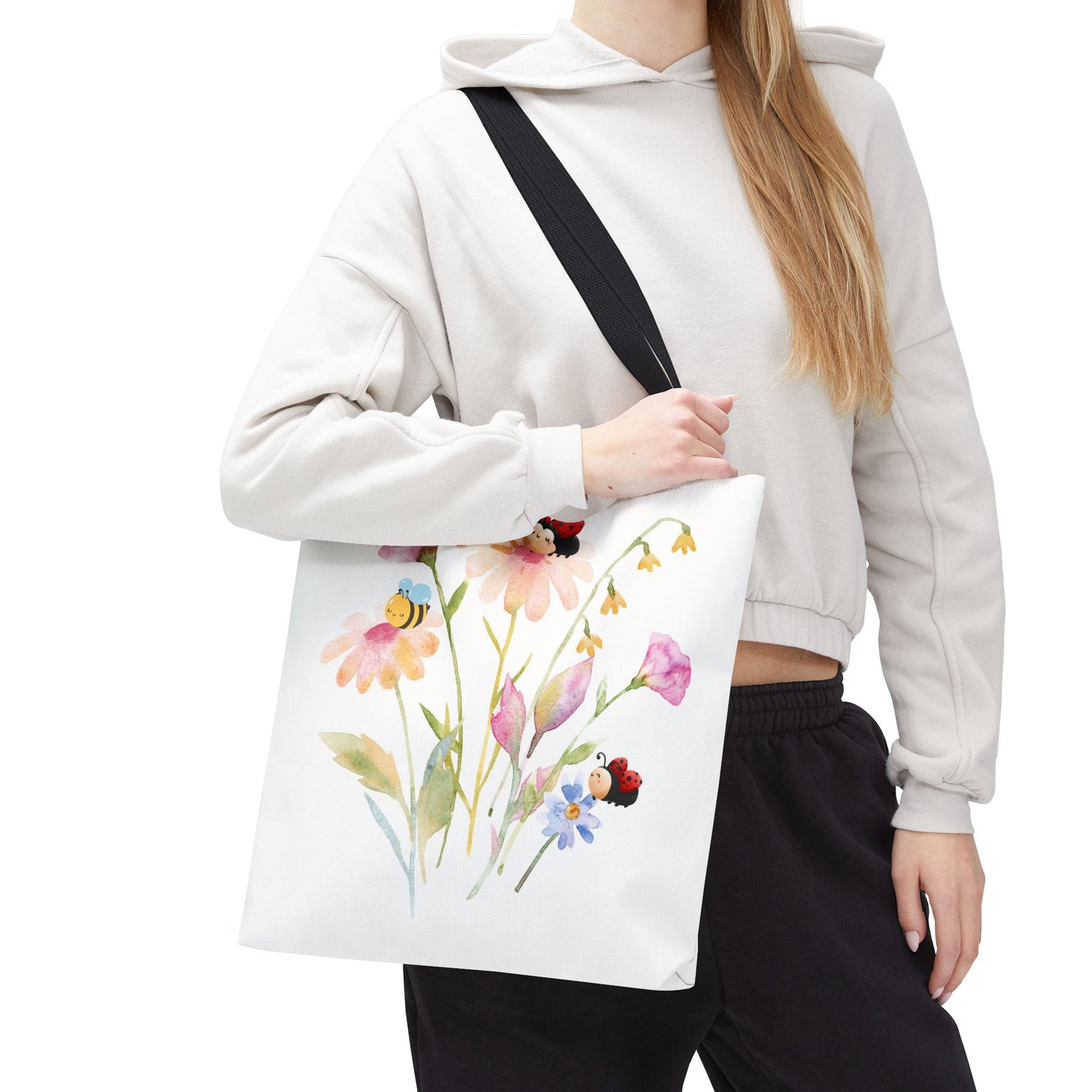 Floral Tote Bag with Bees – Eco-Friendly Reusable Grocery Gift