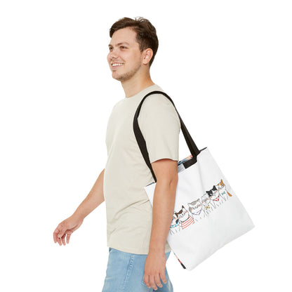 Cat-Themed Tote Bag – Cute Floral Cat Bag, Kawaii Gift for Cat Lovers, Eco-Friendly Canvas Shopping Bag