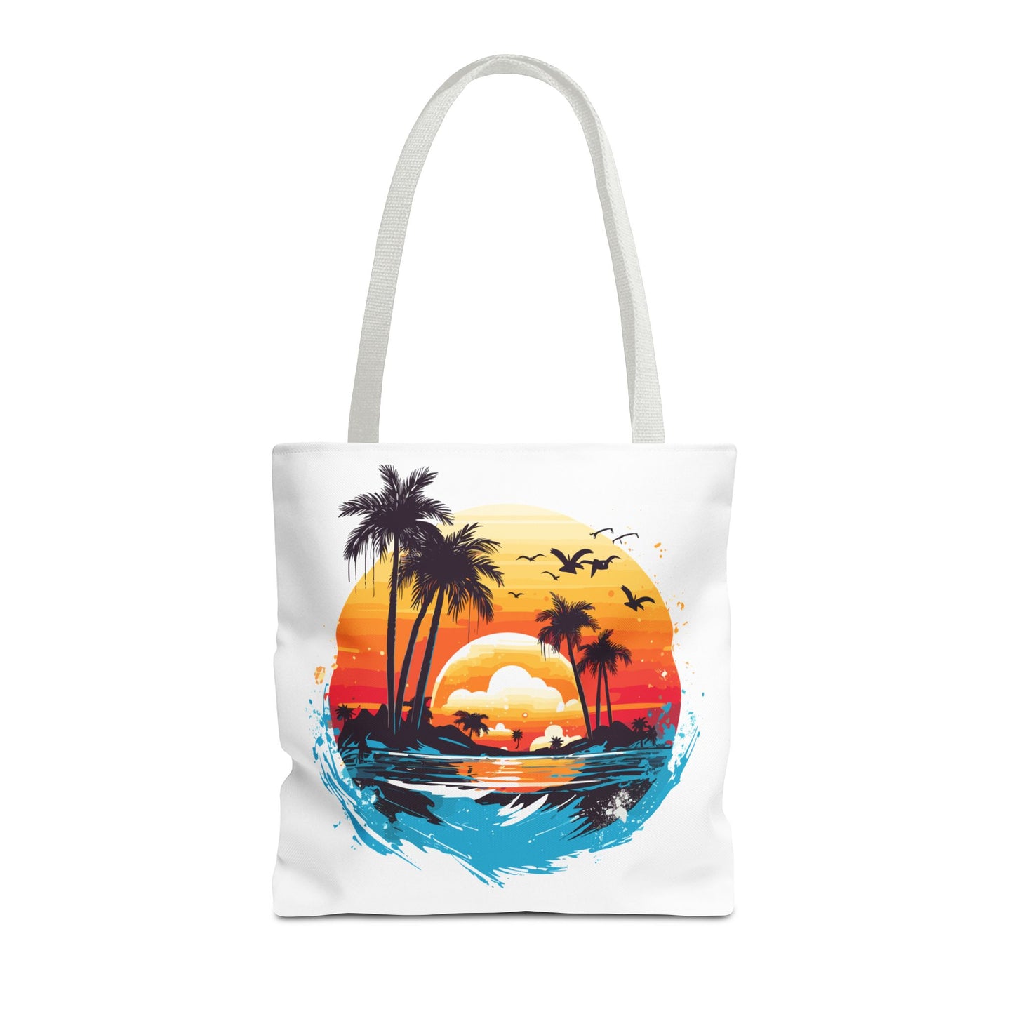 Tropical Sunset Turtle Tote Bag – Eco-Friendly Beach Bag, Stylish Summer Carryall, Perfect Gift for Ocean & Sea Lovers