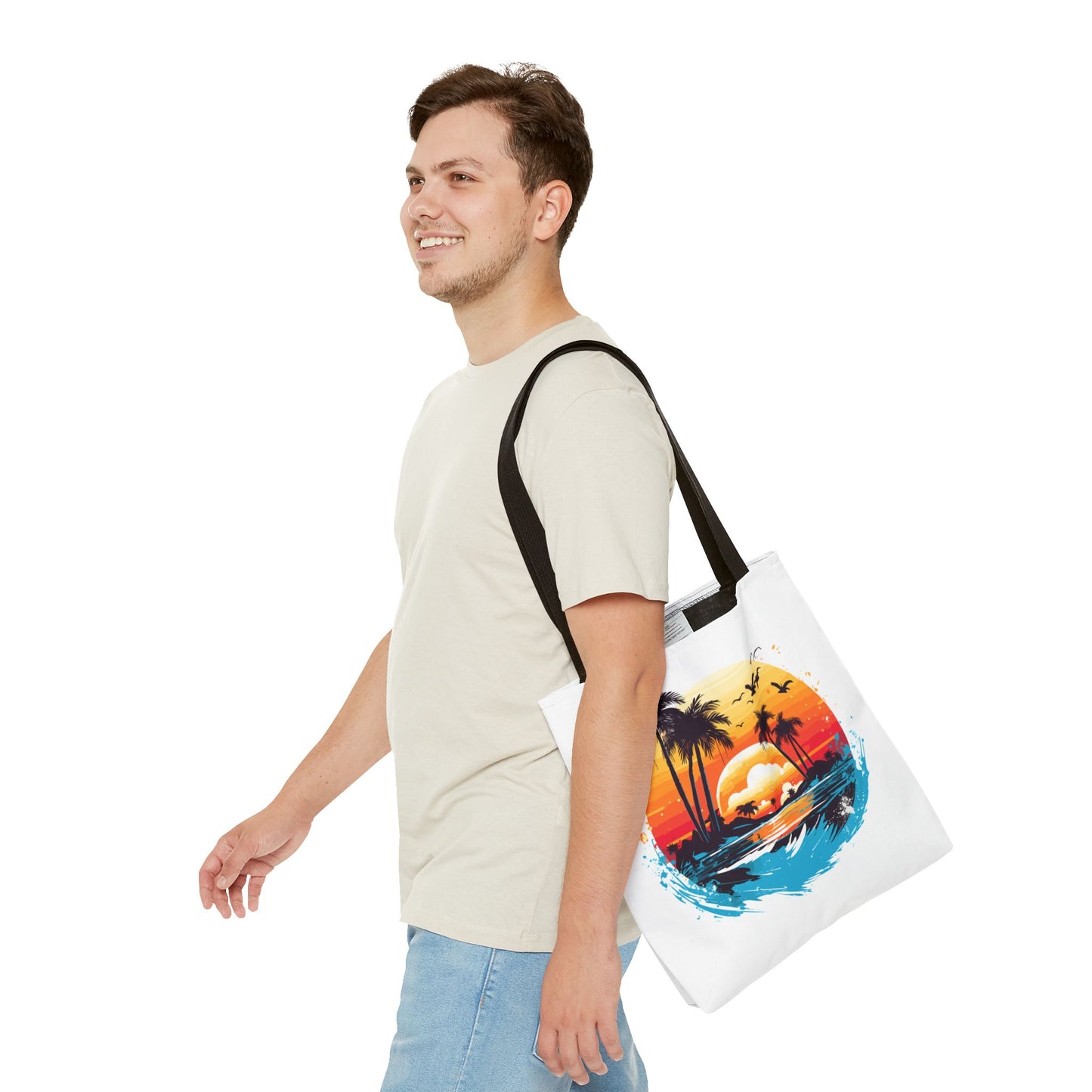 Tropical Sunset Turtle Tote Bag – Eco-Friendly Beach Bag, Stylish Summer Carryall, Perfect Gift for Ocean & Sea Lovers