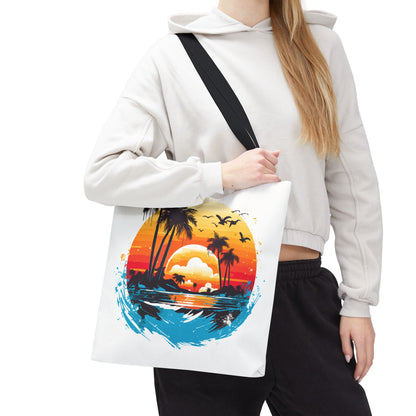 Tropical Sunset Turtle Tote Bag – Eco-Friendly Beach Bag, Stylish Summer Carryall, Perfect Gift for Ocean & Sea Lovers